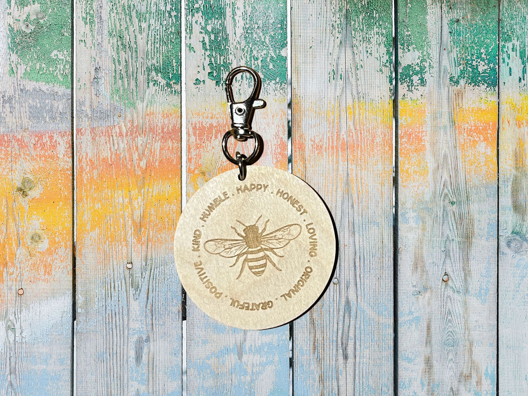 Bee Wooden Keychain