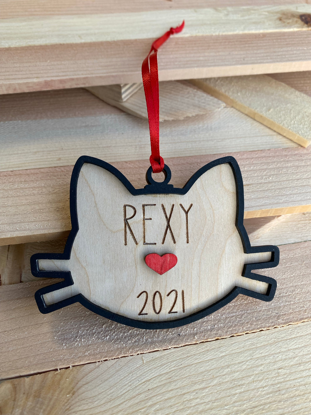 Personalized Cat Face Christmas Ornament